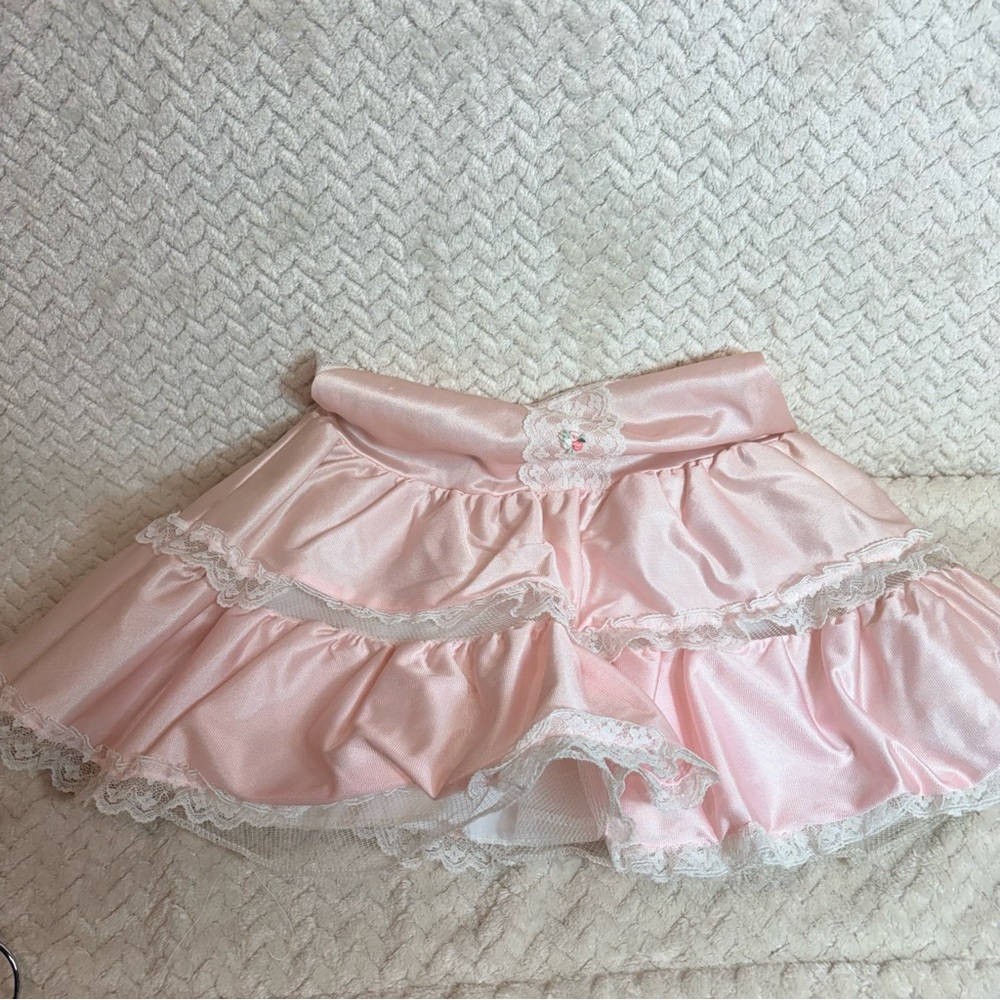 Vtg 70s Union Made Toddler Girl Size 4 Pink Ruffle Trim Tiered Coquette Dress - Picture 6 of 9